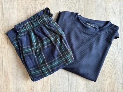 Nevada 男式睡衣 PJ 套装 尺寸 Med 海军蓝/绿色格子保暖长袖 全新无标签 — 第 1/4 张图片