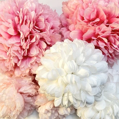 5 bolas de seda para besar flores centro de mesa de boda aplastar pastel foto utilería rosa blanco Foto 1 de 4