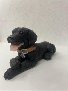 Black Lab Labrador Retriever Resin Statue Laying Down Position 11.5” x 6.25” - Picture 1 of 9