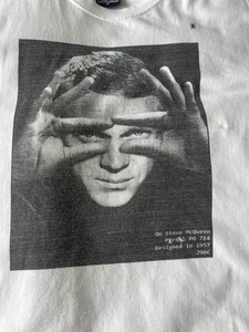 Vintage Hype Means Nothing on Steve McQueen Graphic Print White T-Shirt Size M - Picture 1 of 4