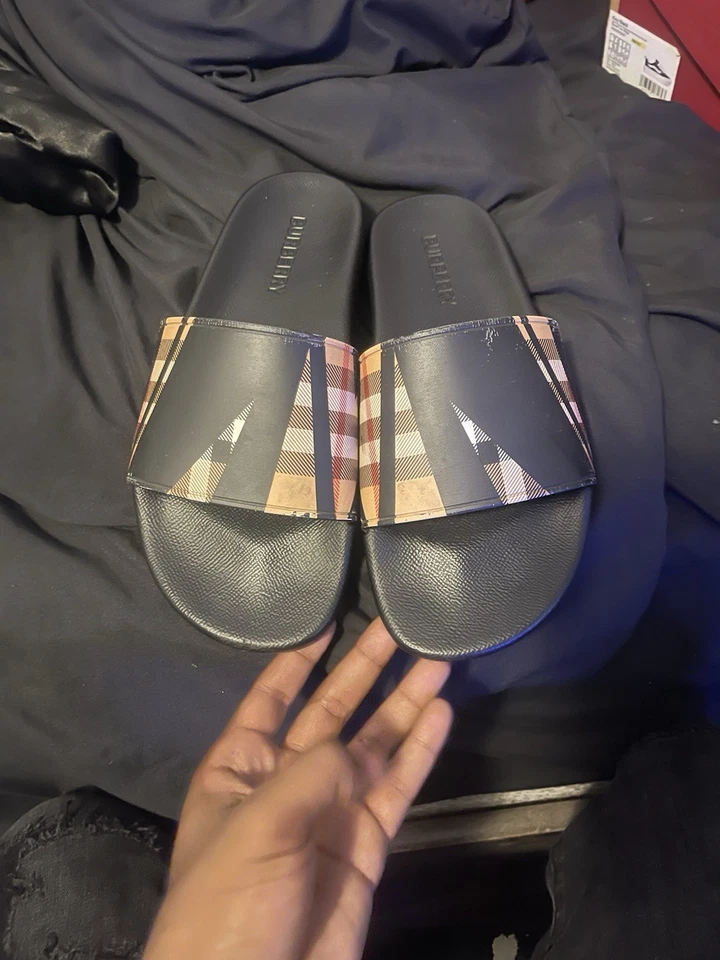 Chanclas Burberry Slides negras beige blancas talla 7 Foto 1 de 3