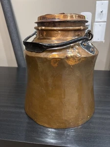 Vintage Hand-Forged Copper Pot with Lid – 7” Rustic Primitive Kitchenware - Picture 1 of 12