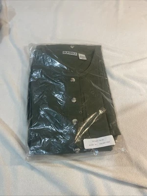 vtg sun belt 100% Cotton womens long jean dress Medium Green Pockets Made In USA - Image 1 of 4