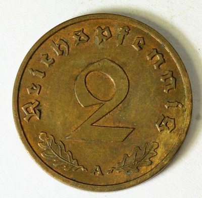 GERMANY (Third Reich) 2 Reichspfennig 1938 A - Bronze - XF/aUNC - 3784 - Image 1 of 2