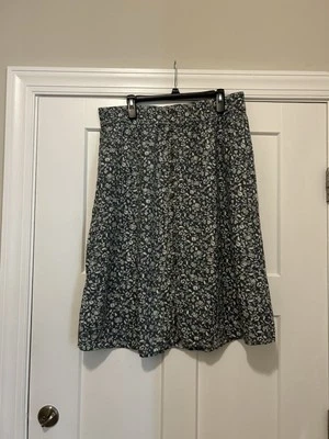 Falda de lino talla 0X Sonoma verde oliva gris floral bolsillos elásticos en la cintura Foto 1 de 4