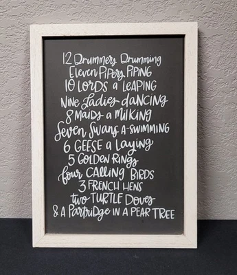 The Twelve Days of Christmas Hanging Sign Chalkboard Style Christmas Decor 9x11" - Image 1 of 4