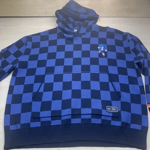 Felpa con cappuccio oversize ilthy For Sonic The Hedgehog nera e blu a scacchi XL - Foto 1 di 23