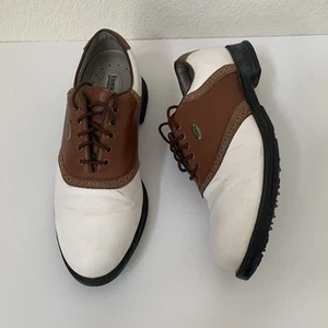 Etonic Gore Tex White / Brown Genuine Leather Golf Shoes Size 10.5  M - Picture 1 of 11