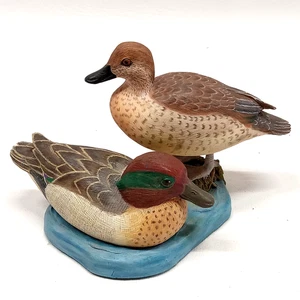 GREEN WINGED TEAL DUCK PAIRS BY GEORGE KRUTH DANBURY MINT - Picture 1 of 5