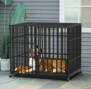 Hundekäfig XXL Hundebox Transportbox Gitterbox Rollbar Extra Robust mit 3 Türen - Bild 1 von 21