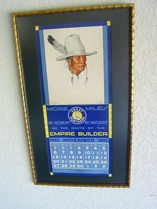 GREAT NORTHERN RAILWAY RAILROAD WINOLD REISS CALENDAR ART 1932 FRAMED EPHEMERA - Picture 1 of 5