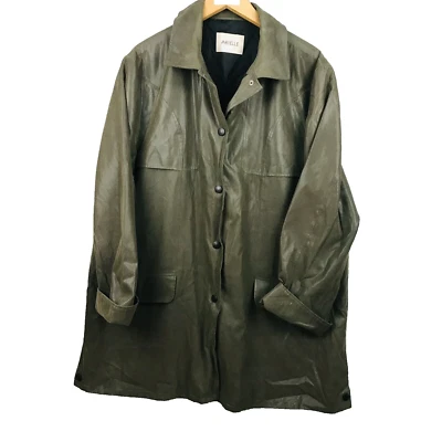 Arielle Veste Long Manteau Femme 50 Kaki Style Utilitaire Résistant Pluie Bouton - Photo 1/4