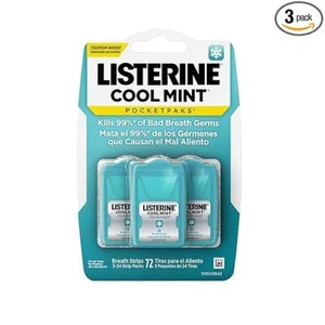 3x Listerine PocketPaks Breath Strips, Cool Mint, Dispensers - für kühle Minze - Bild 1 von 2