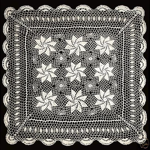 Tapetes de encaje de ganchillo vintage mantel individual corredor de mesa 30"x30" marfil pintado a mano - Imagen 1 de 1