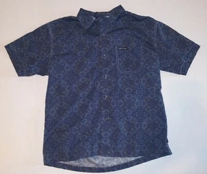 Tommy Hilfiger Men's Size Medium Short Sleeve Button Front Paisley Print Blue - Picture 1 of 6