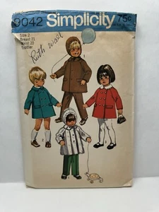Simplicity 9042 Childs Unisex Detached Hooded Coat Pants Pattern 2  *Uncut* - Picture 1 of 4
