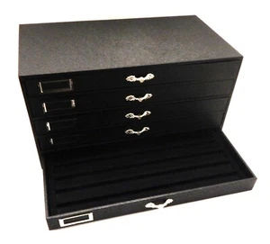 30 Slot Grained Leatherette 5 Drawer Wood Jewelry Display Storage Cabinet Case - Picture 1 of 5
