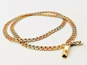 14K gold* 3 Tone Italian Chain Necklace 16.6 inches Long - Picture 1 of 8