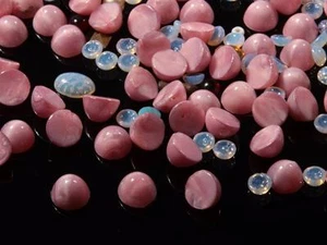 Lot (240) Vintage Czech pink satin bumpy opaline harlequin glass cabochons - Picture 1 of 2