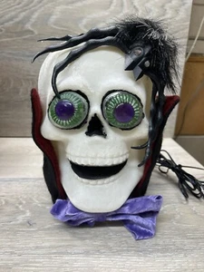 Calavera de Halloween rara vintage de fibra óptica que cambia de color principios de 2001 con araña - Imagen 1 de 12