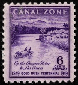 Canal Zone Stamp Scott # 143 Mint F-VF - 6 Cents Violet Bungo Journey Gold Rush - Picture 1 of 1