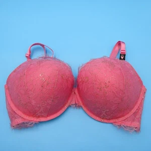 Reggiseno push up Victorias Secret 38DD rosa pizzo floreale lingerie molto sexy nuovo - Foto 1 di 10
