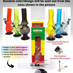 Acrylic Water Pipe Tobacco Bong Hookah Large Shisha Mini Rasta BUBBLER 6" - 16cm - Picture 1 of 16
