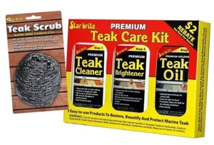 Starbrite Teak Care Kit w/ Magic Teak Scrub BUNDLE Marine Home Heavy Cleaning - Picture 1 of 10