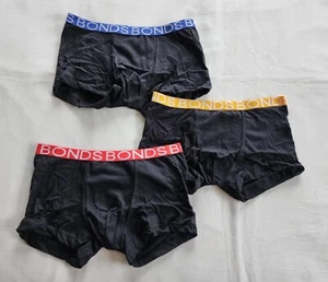Bonds UYFB3A 08K Black Pop Boys Underwear Trunk Brief 3 Pack Size 8/10 New - Picture 1 of 5