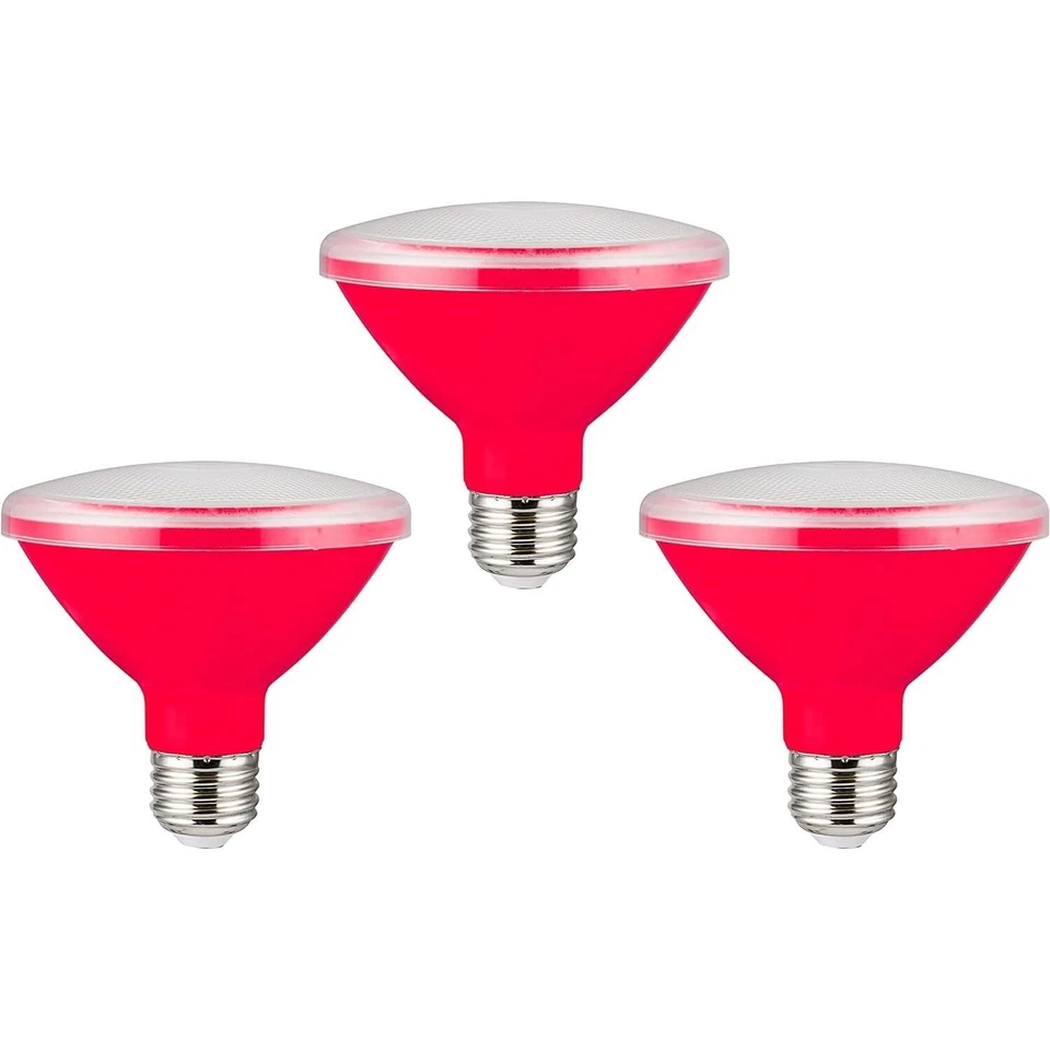 3Pack PAR30 Red LED Floodlight Bulb, 8W, E26, Colored Spotlight - Image 1 of 1