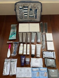 Lot Of 33 Premium Travel Toiletries Shampoo Conditioner Lotion Bar Soap + Bag NW - Picture 1 of 13