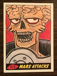 2012 Topps Heritage Mars Attacks Martian sketch card 1/1 Adam Talley