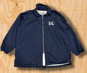 Vintage 90s Champion Columbia University Mens Large Navy Blue Long Jacket Coat - Picture 1 of 17