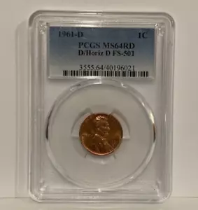 1961 - DENVER LINCOLN CENT - ( D OVER HORIZONTAL D ) - FS 501 - Picture 1 of 2