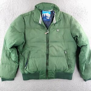 Vintage Aeropostale Puffer Jacket Mens Large Green Down Fill Full Zip Coat