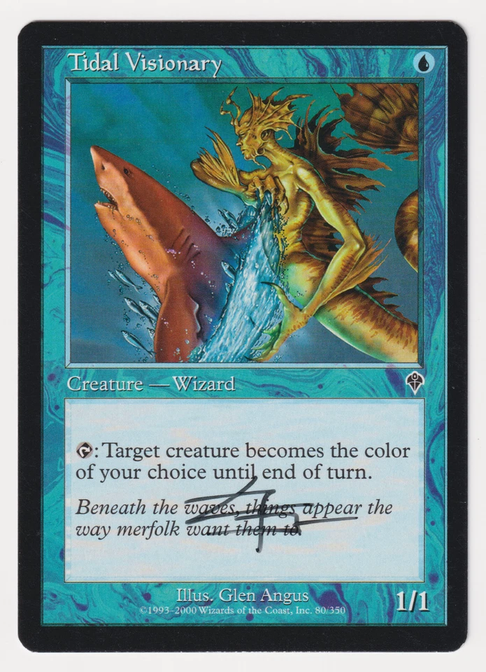 Signed Tidal Visionary HP Invasion Artist Glen Angus 2000 WOTC MTG Magic Vintage - Image 1 of 2