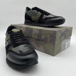 HERRENSCHUHE VALENTINO GARAVANI ARMY GREEN STOFF INS SCHWARZ LEDER NEU 44 - Bild 1 von 5