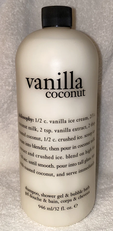 Philosophy Vanilla Coconut Shampoo Shower GEL Bubble Bath 32 Oz With Pump