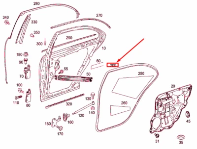 MARCO SELLADO PUERTA TRASERA DERECHA MERCEDES-BENZ S W221 A2217300278 SIN DEBER 🇺🇸 Foto 1 de 3