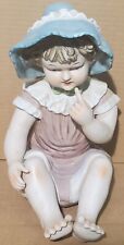 VINTAGE Ceramic Bisque Piano Baby 12” Girl Figurine German Romanticism Style