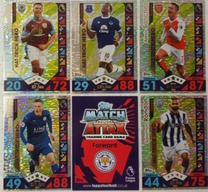 TOPPS Match Attax Extra 2016/17 - Hat-Trick Hero Card Set of 5 VARDY - LUKAKU .. - Picture 1 of 1