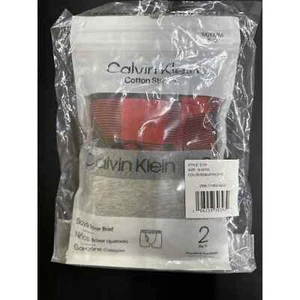 NWT Calvin Klein 2 Pack Boys Boxer Briefs Size M 8-10 1 Red/Black Plaid 1 Gray - Picture 1 of 4