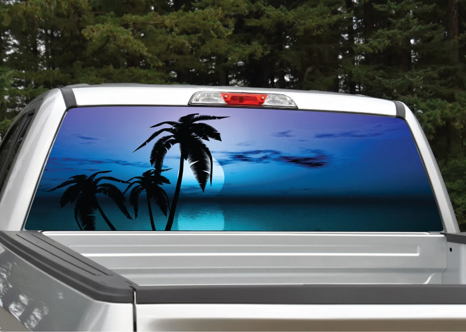 Наклейка на заднее окно Beach Palm Trees No10 тропический закат графика для внедорожника грузовика - Изображение 1 из 1