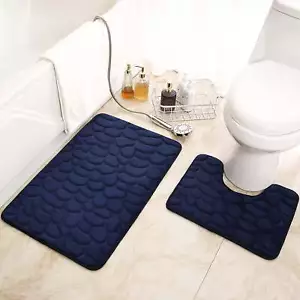 2 Piece Bathroom Rug Set, U-Shape Bathroom Non-Slip Pedestal Rug+Bath Mat - Picture 1 of 6