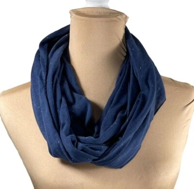 Infinity Scarf Navy Blue with Multi-Color Confetti Dots Lightweight - Image 1 of 4
