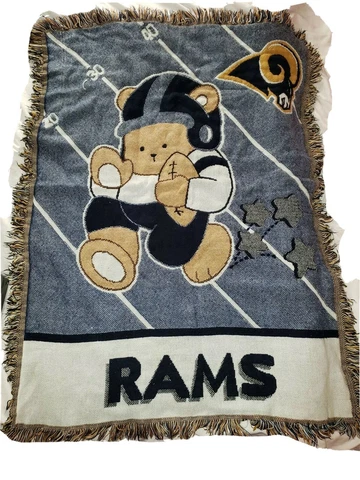 St. Louis RAMS Throw Blanket NFL Football Tapestry Northwest Fringe 43×32in Cover