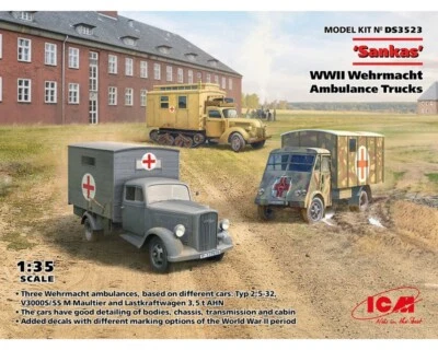 ICM 'Sankas' WWII Wehrmacht Ambulance Trucks 1:35 DS3523 modellismo - Immagine 1 di 4