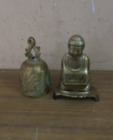 Ensemble Figurine Bouddha Vintage Bouddhiste Bouddhiste Encens Cloche et Brûleur d'Encens Divinité 3"