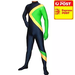 Jamaican Bobsled Team Costume Jamaica Spandex Runnings Suit Cool running Suit AU - Picture 1 of 7