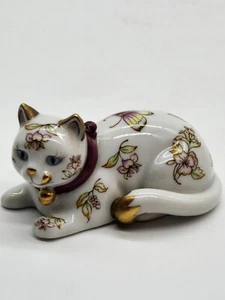 De colección 1986 Satsuma the Franklin Como Nuevo Curiosidades Gabinete Gato Estatuilla Mariposas T6B - Imagen 1 de 6